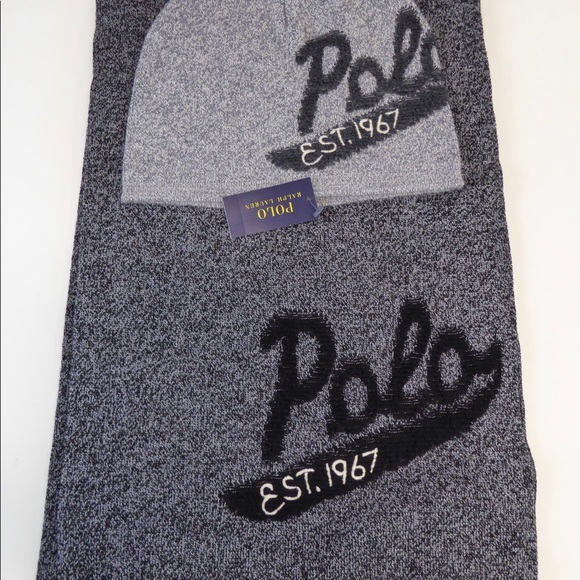 Polo Ralph Lauren 1967 Varsity Scarf Beanie Hat Set NWT RL Merino Wool - Picture 1 of 8
